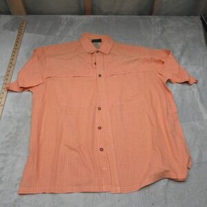 Patagonia Shirt Mens Large Orange Check Button Up Short-Sleeve Island Hopper VTG